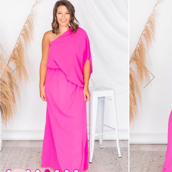 Found My Forever Pink One Shoulder Maxi Dress - Picture 6 of 13